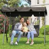 Garvee 3-Seat Outdoor Patio Porch Swing with Stand, Swing Chair with Canopy & Thickened Waterproof Cushions for Adults, Backyard, Front Porch, Black - 2 of 4