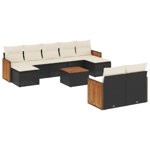 vidaXL Garden Sofa Set Black, Cream White - 1 of 4
