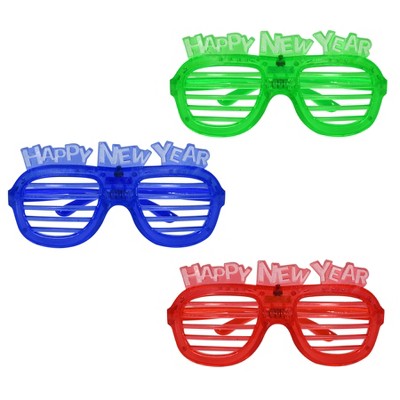 Beistle Happy New Year LED Shutter Glasses, One Size Fits Most, Pack of 2 Multicolored