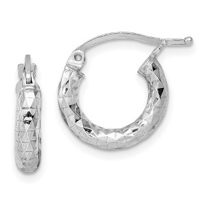 Black Bow Jewelry 3mm Diamond Cut, Polished Sterling Silver Hoops - 15mm (9/16 Inch) - 1 of 4