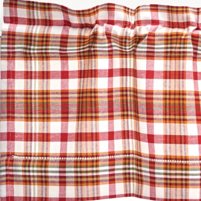 Abingdon Plaid Red Cotton Rod Pocket Valance