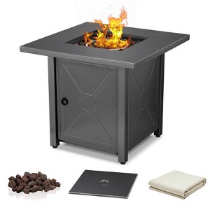 R.W. FLAME 28" 40,000 BTU Square Outdoor Propane Fire Pit Table with Lid & Rain Cover   – Perfect for Patio, Deck, Garden, and Parties - 1 of 4