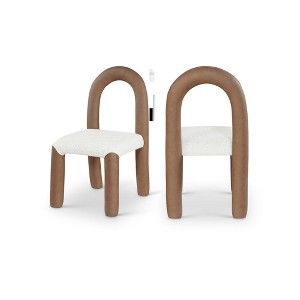 Meridian Furniture,Amari Vegan Leather and Boucle Fabric Dining Chair, Set of 2 - 1 of 4