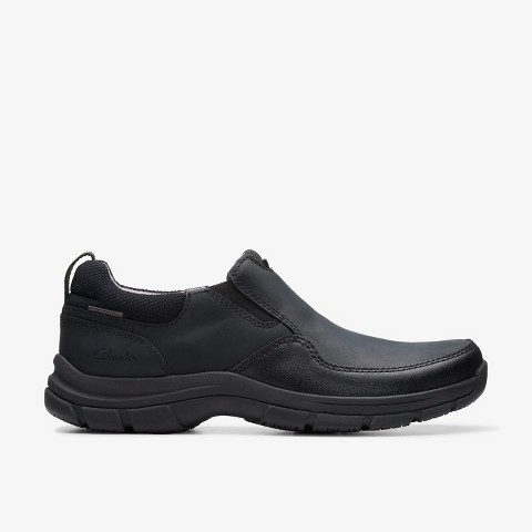 Clarks Mens Walpath Step Black Leather Shoes 9 Medium