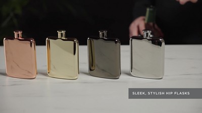Copper Plated Stainless Steel Pocket Flask with Screw Top, 6 Ounces