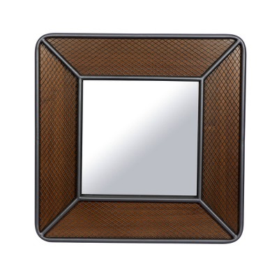 Industrial Wood/Metal Decorative Wall Mirror Brown - Olivia & May