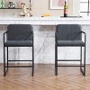 Dark Grey Two Piece Set Modern Upholstered Bar Tall Bar Stool Upholstered Seat - 2 of 4