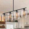 YANSUN 4-Light Matte Black Modern Island Chandelier Fixture with Clear Glass Shades - 2 of 4