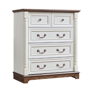 Dexmalle Farmhouse Wooden  5-Drawer Dresser for Bedroom,White - 1 of 4