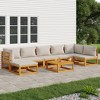 vidaXL 8-Piece Patio Furniture Set - Solid Acacia Wood, Light Gray Cushions, Modular 27.8"x26.8" Sofas, 26.8"x26.8"x11.4" Table - 2 of 4