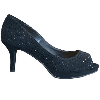 Women's Sparkle Platform Peep Toe Low Heel - City Classified