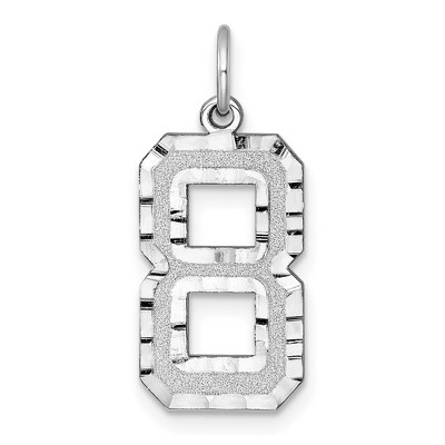 Black Bow Jewelry 14k White Gold, Varsity Collection, Large D/C Pendant, Number 8
