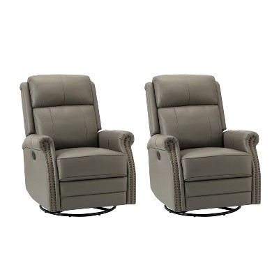 Irene 30.5" Wide Genuine Leather Manual Recliner with Rolled Arms Set of 2| ARTFUL LIVING DESIGN