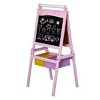 3 In 1 Kids Wooden Art Easel with Paper Roll, Double-Sided, Chalkboard & Whiteboard, Storage Baskets, Pink - 3 of 4