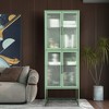 4-Door Tempered Glass Cabinet with 4 Glass Doors Adjustable Shelves U-Shaped Leg - 3 of 4