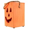 Northlight 8" Large Orange Wood Jack O Lantern Halloween Candle Lantern - 3 of 4