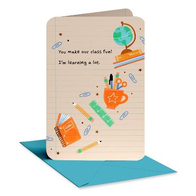 Teacher Appreciation Thank You Card, Best Teacher, Includes Envelope