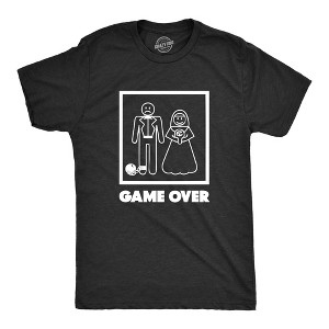 Mens Game Over T shirt Funny Wedding T shirts Humor Bachelor Party Novelty Tees - Crazy Dog Men's T Shirt - 1 of 4