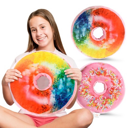 Cheer Collection Reversible Plush Donut Throw Pillow Rainbow Icing rainbow Sprinkles Target