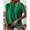 Womens Summer Cap Sleeve Tops Trendy Casual Crew Neck Knit Lightweight Sweater Pullover Top - 3 of 4
