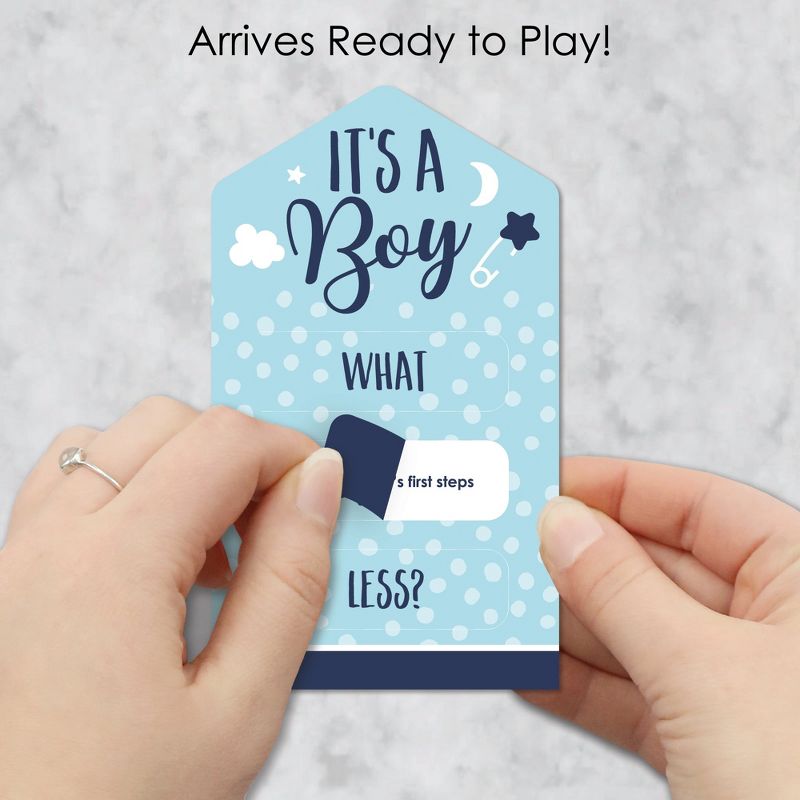 Big Dot of Happiness Baby Boy - Blue Baby Shower Game Pickle Cards - Conversation Starters Pull Tabs - Set of 12, 2 of 6