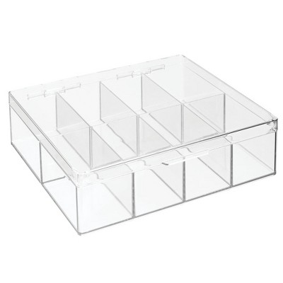 mDesign Tea Storage Organizer Box - 8 Divided Sections, with Lid