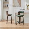 SEYNAR PU Leather 360 Degree Swivel Open Back Bar Stools Wood Legs Set of 2 - 3 of 4