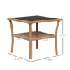 Rattan Side Table, Outdoor End Table with Storage Shelf, Aluminum Frame Square, Coffee Table with Tempered Glass Top, Sand - 4 of 4
