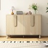 ORRD 4-Door Buffet Cabinet with Arc Handles & Adjustable Shelves, Natural - 2 of 4