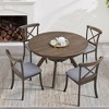 5 PCS Rustic Dining Table Set Dining Set with 4 Cross Back Upholstered Dining Chairs&Rubber Wood Round Kitchen Table, Oak//Brown-ModernLuxe - 3 of 4