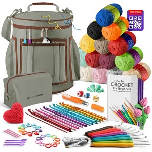 Hearth & Harbor Crochet Kit for Beginners Adults and Kids, Amigurumi and Crocheting Kit with Soft Yarn and Sage Green Crochet Bag - 1 of 4
