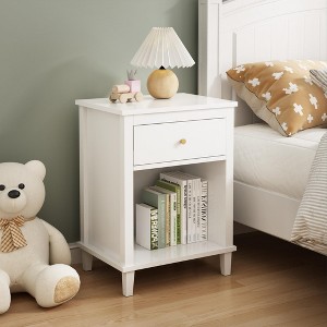 Nightstand with One Drawer One Shelf for Kids - 1 of 4