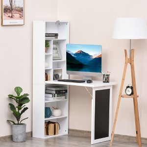 PAGED Foldable Computer Desk Multi-Function Home Office Desks with Blackboard and Side Shelf for Living Room, Study - 1 of 4