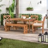 6pc Acacia Wood X Design Outdoor Patio Dining Set: Umbrella Slot, Weather-Resistant - Saracina Home - 2 of 4