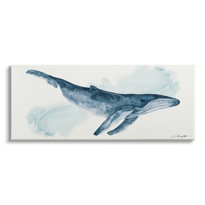 Stupell Humpback Whale Blue Watercolor Gallery Wrapped Canvas Wall Art