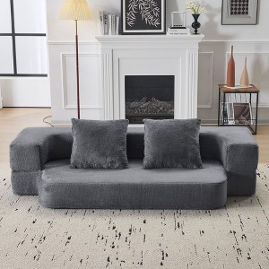 VASIP Convertible Sectional Sofa Bed,Supportive Foam, Soft Chenille, Compact for Small Spaces,Home Offices ,Black - 1 of 4