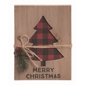 Transpac Wood Brown Christmas Layered Tree Sign - 1 of 2
