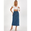 INSPIRE CHIC Women's Denim High Waisted Swiss Dots Back Slit Casual Column Midi Skirt - 3 of 4