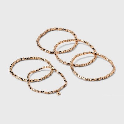 Beaded Stretch Bracelet Set 5pc - Universal Thread™ Gold