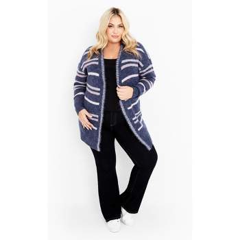 Women's Plus Size Skye Stripe Cardigan - indigo | AVENUE
