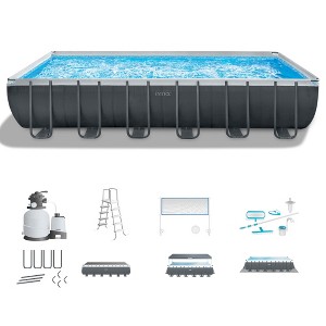 Intex 24' x 12' x 52" Rectangular XTR Frame Above Ground Swimming Pool Set Bundled with OptiFlow 2 Pack Premium Filter Sand, 50 lb Bag - 1 of 4