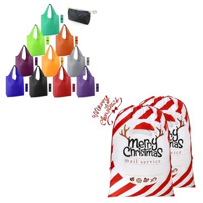 Reusable Grocery Bags with Zipper Storage Pouch 10 Pack£¬Giant