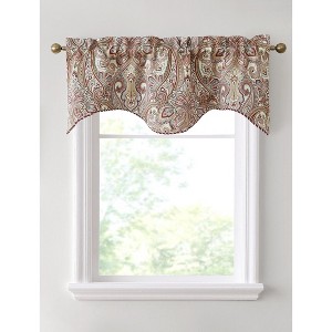 HLC.ME Paris Paisley Rod Pocket Short Scalloped Curtain Valance Basement, Bathroom, Kitchen and Small Windows - 1 of 4
