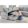 AMERLIFE Sleeper Sofa with USB Charging Port, Cup Holders& Storage Chaise - 4 of 4