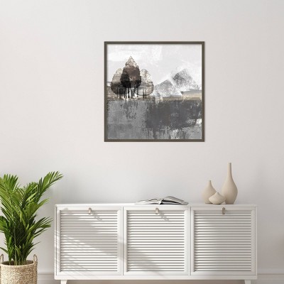 Textured Landscape Abstract Gray Framed Wall Art Print