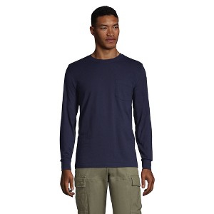 Lands' End Men's Super-T Long Sleeve T-Shirt with Pocket - 1 of 3