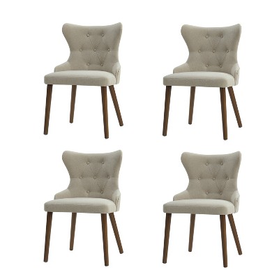 Lidia Mid-century Modern Wingback Dining Chair with Solid Wood Legs Set of 4|ARTFUL LIVING DESIGN
