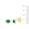 Classic Gold 14K Yellow Gold, 4x3mm Oval Emerald (0.35ct) & Diamond Studs - (32 Stones) - Green - 2 of 3