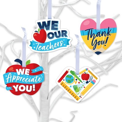 Big Dot of Happiness Thank You Teachers - Teacher Appreciation Decorations - Tree Ornaments - Set of 12