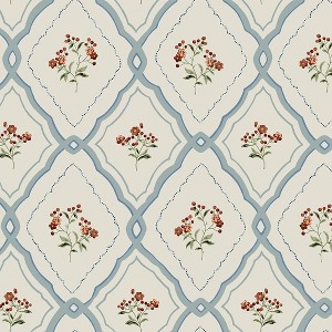 Laura Ashley Pinford Trellis Pale Seaspray Blue Wallpaper - 1 of 4